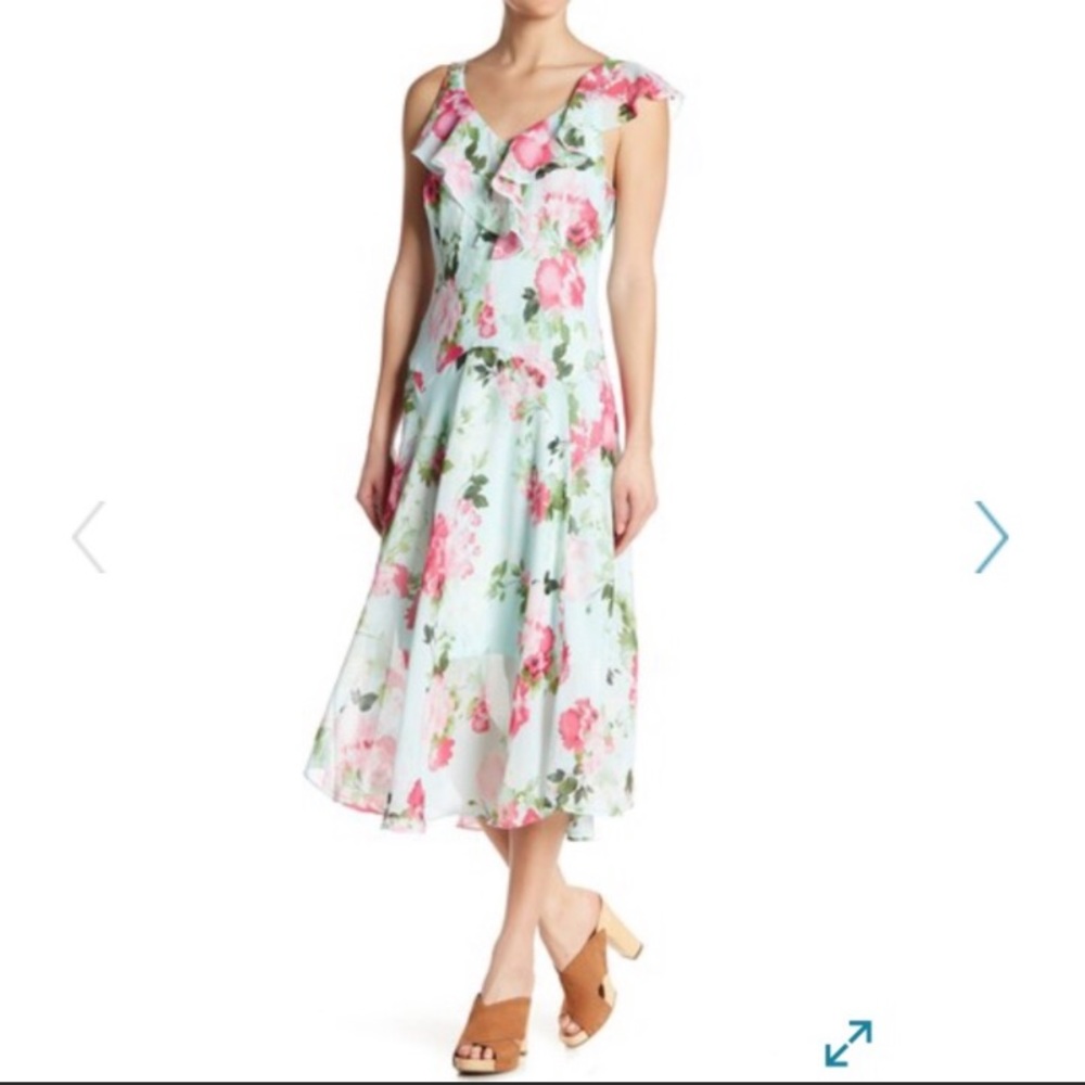 Flowy mint/pink floral dress